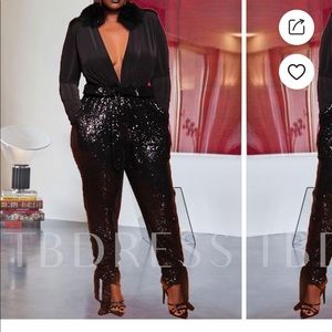 Sequin long sleeve jumpsuit